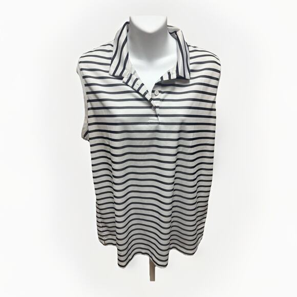 Nike Polo Shirt Womens Size XL Striped Dri Fit Sleeveless Tank Top Casual Golf - Picture 1 of 12